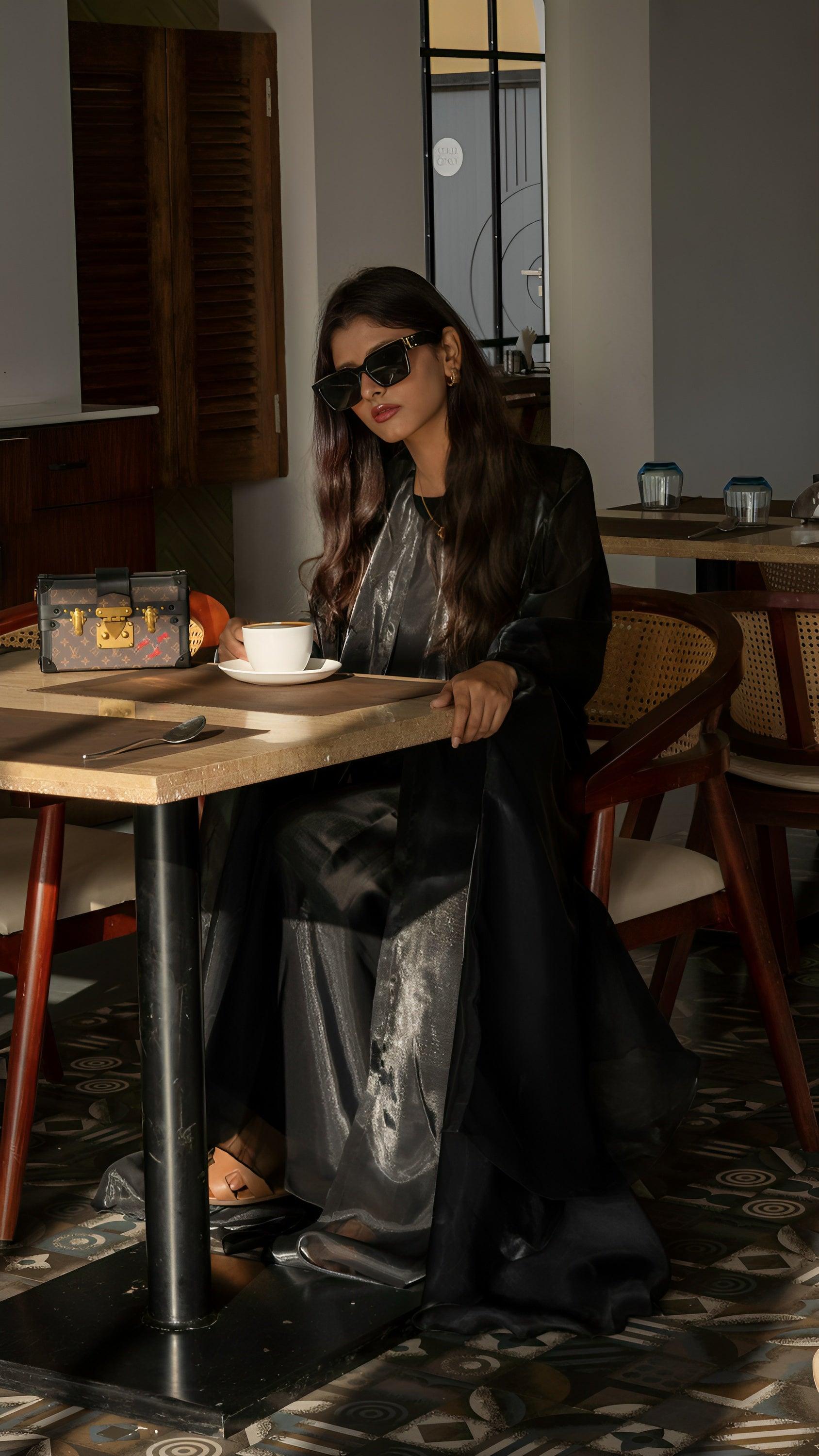 black silk abaya for modern women 