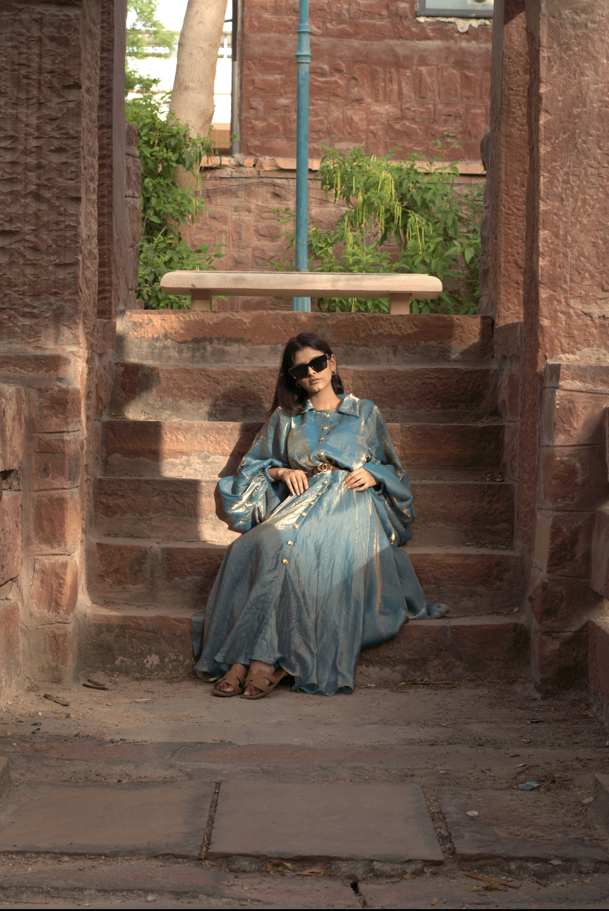 Two tone silk dress by byren lifestyle dubai