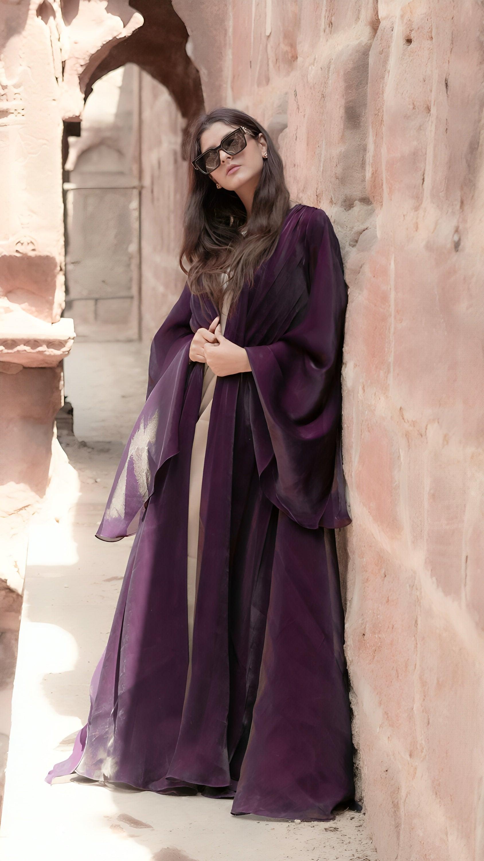 purple silk abaya by Byren Lifestyle Dubai 